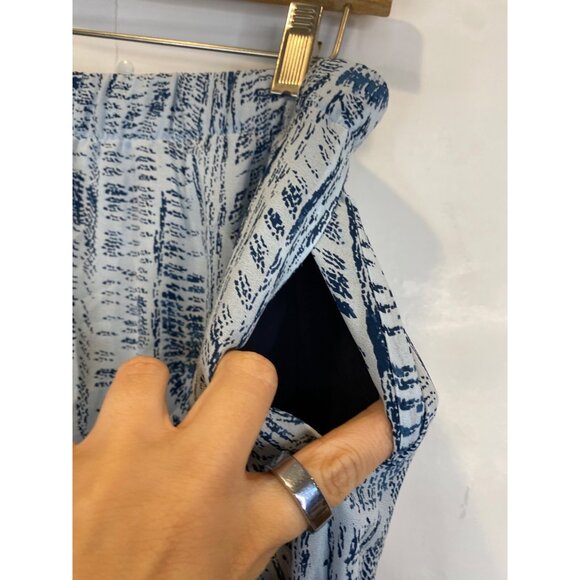 Theory Wide Leg Crop Pant Women's Medium 100% Silk Teal Multi Cascade Lined New - Picture 5 of 7